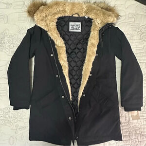 NWT Women's Levi's Arctic Cloth Fishtail Parka Jacket Size M Black